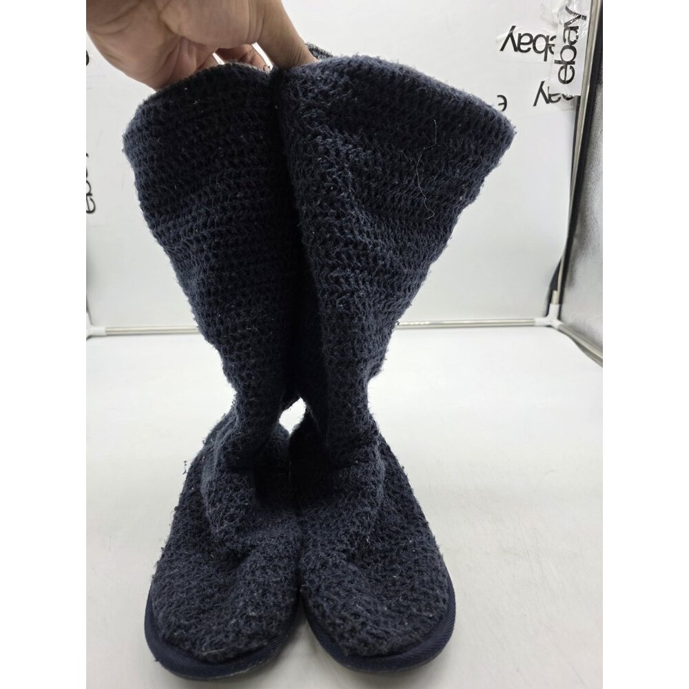 Mukluks A La Mode Slipper Boots Womens Size 8 Blue Knit Button Tall House Cozy - Picture 3 of 10